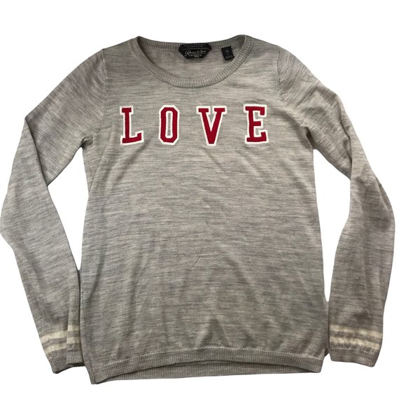 Scotch & Soda Sweatshirt Light Gray LOVE Red Embroidered Letters Women's 1 Small